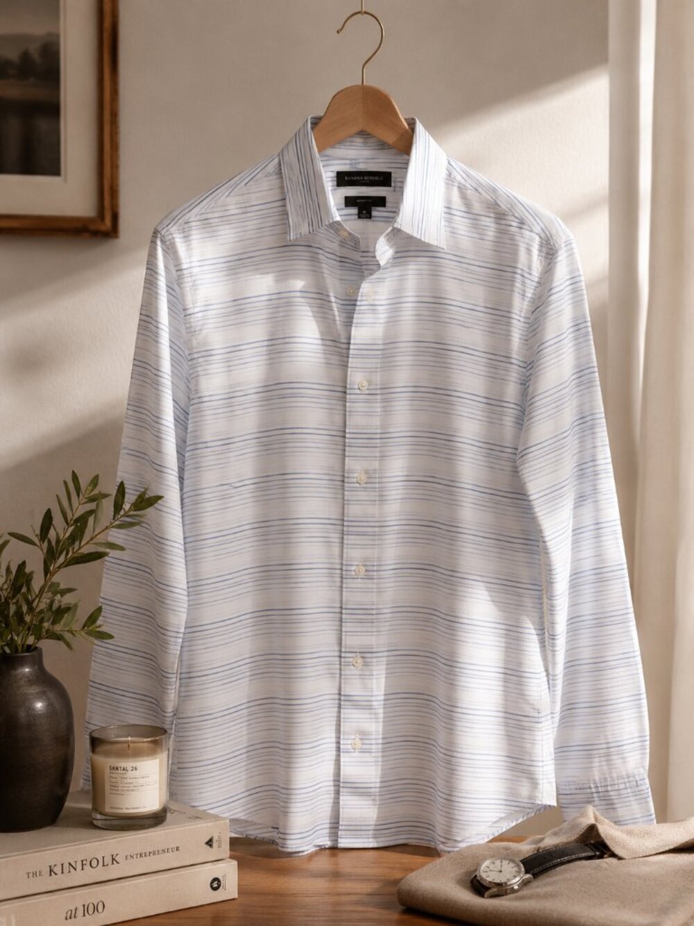 Banana Republic Grant Fit Pinstripe Button Down Shirt Medium